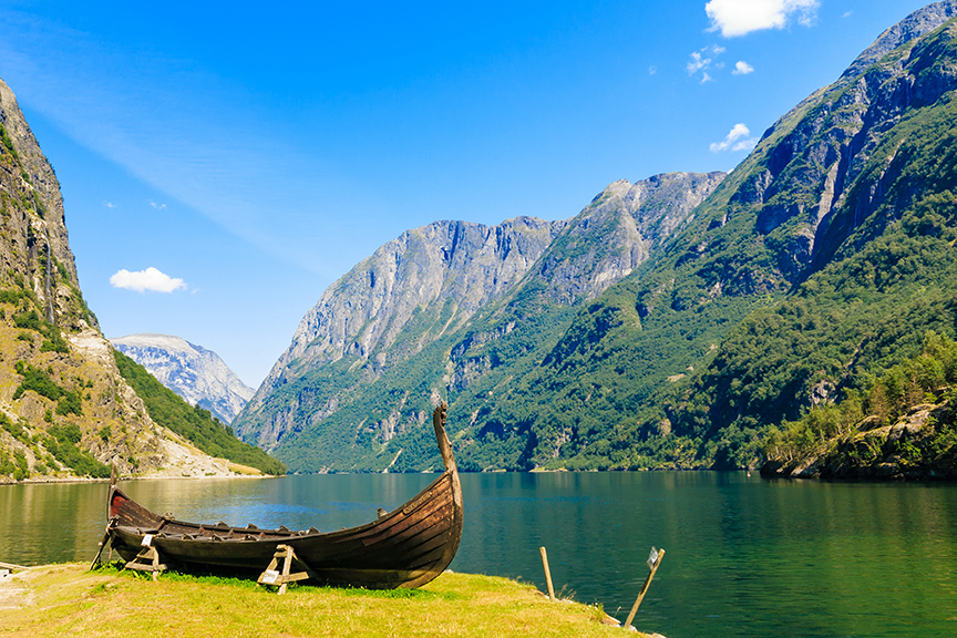 Tourism And Travel. Mountains And Fjord In Norway.